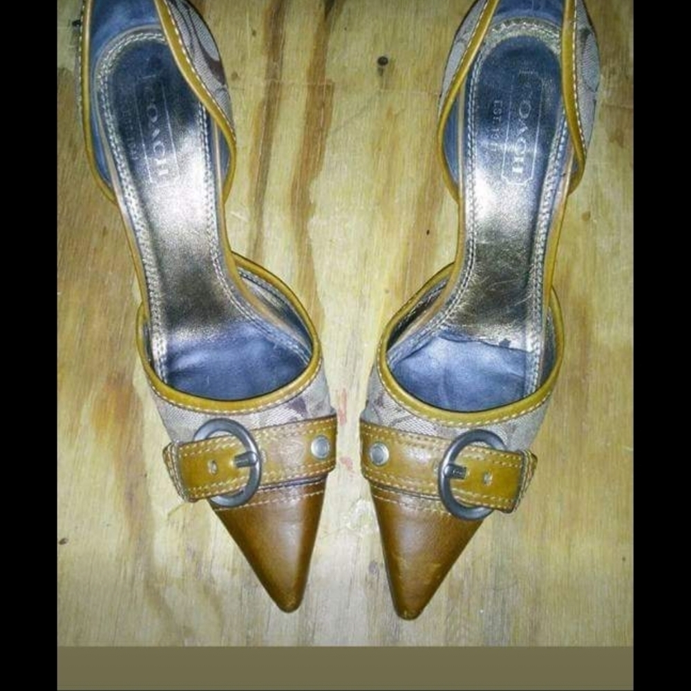 COACH JACQUARD/LEATHER SHOES SIZE 7.5 - Picture 6 of 6